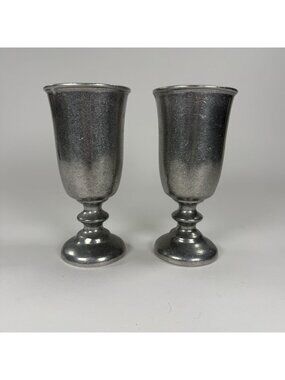 Vintage RWP Wilton Armetale Pewter Plough Tavern Wine Goblets 7”